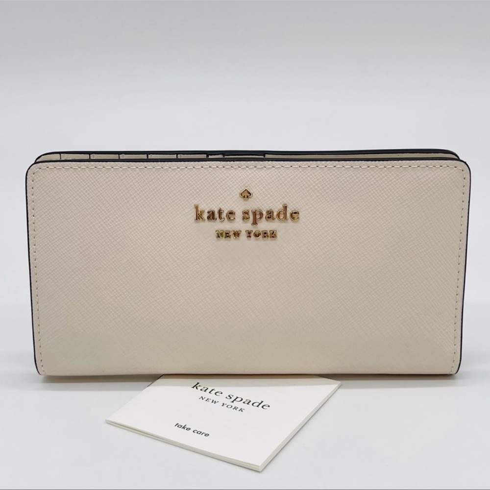 Kate Spade Slim Bifold Wallet Pearl White - Picture 1 of 7